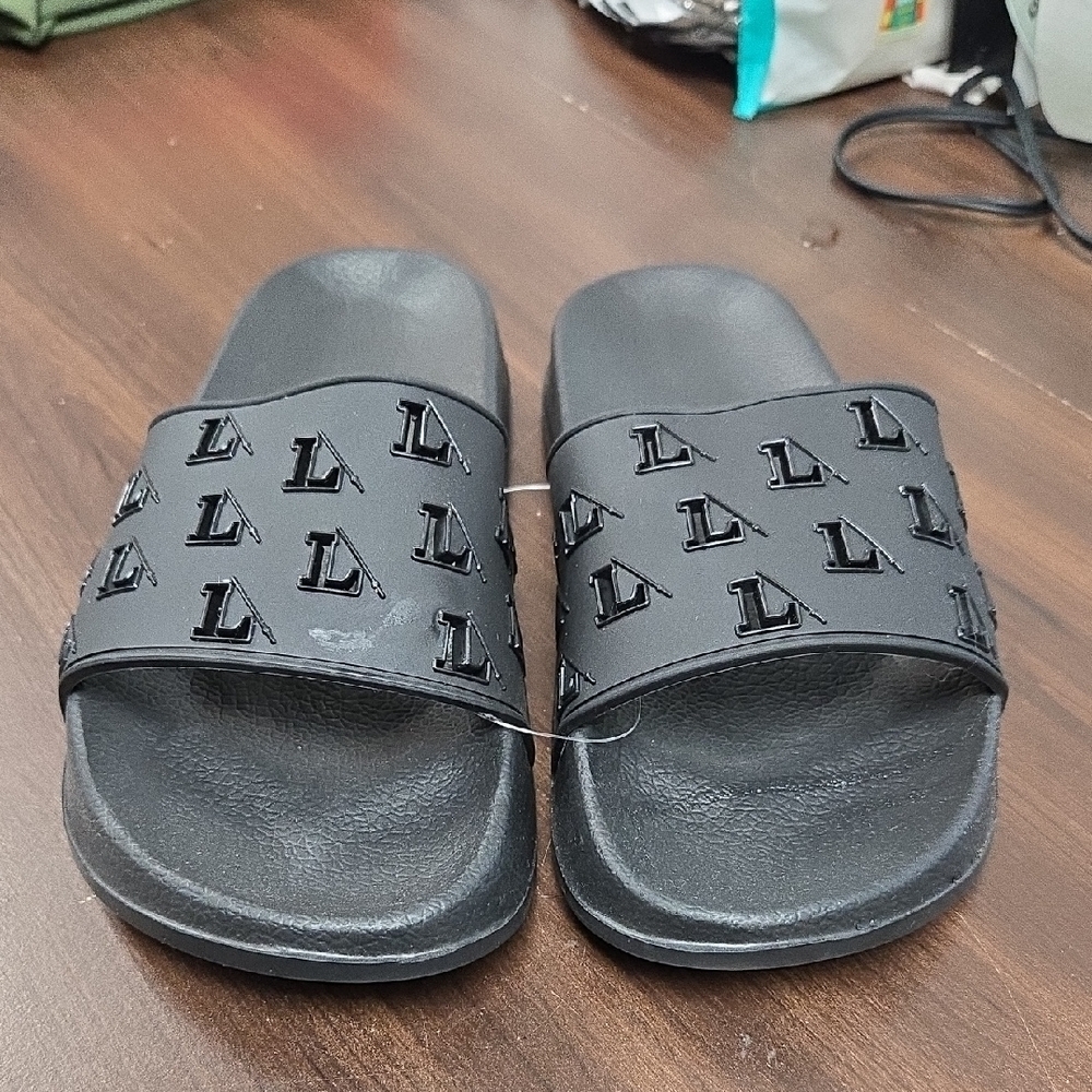 Unbranded Black Monogram Slide Sandals